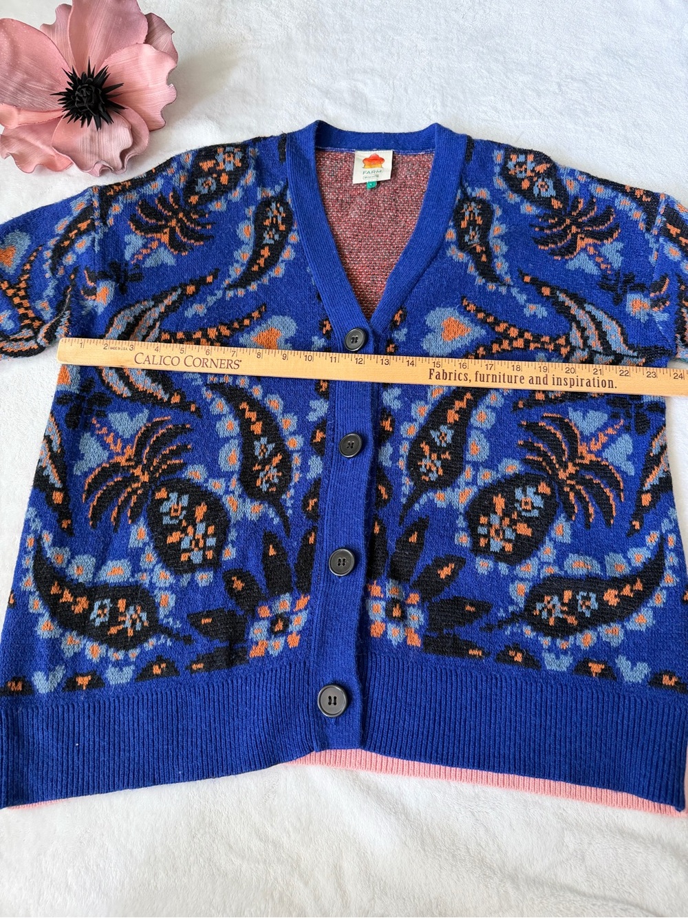 Farm Rio Toucans Scarf Print Cardigan Sweater Small - Picture 8 of 13